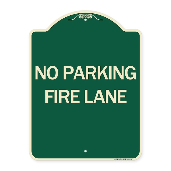 Pavement Stencil No Parking Fire Lane Heavy-Gauge Aluminum Sign, 24" x 18", G-1824-24610